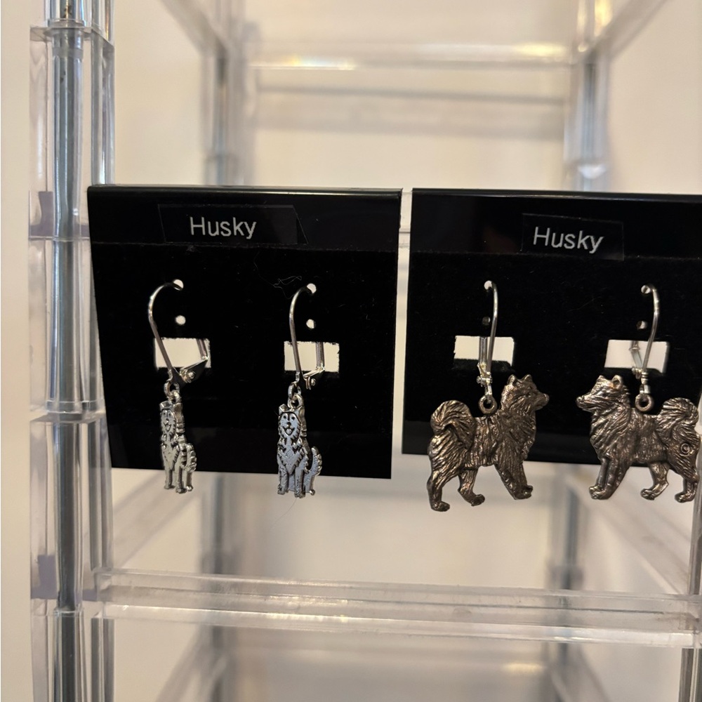 Husky Dog pewter Earrings
